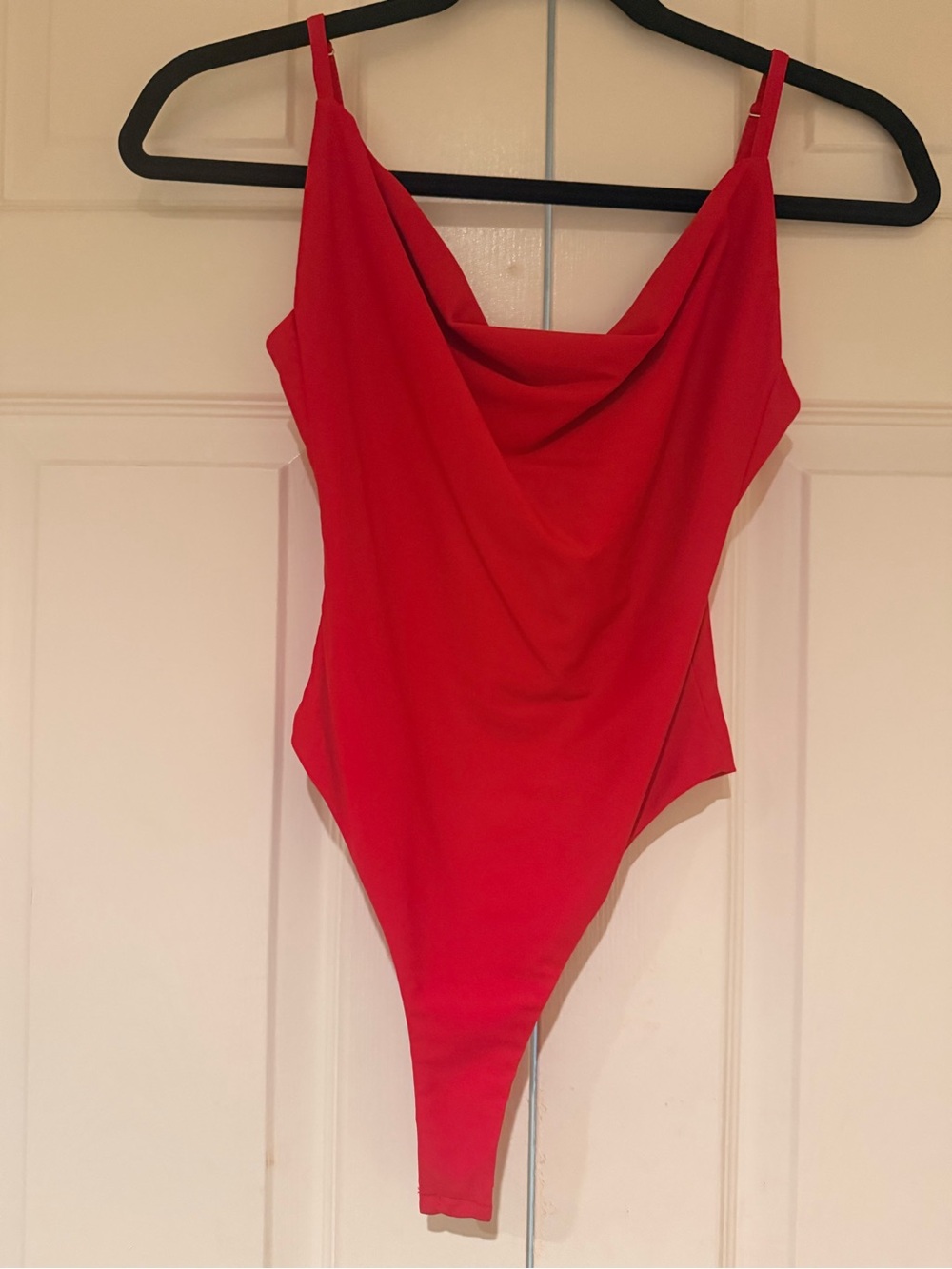superdown Red Cowl-Neck One-Piece Bodysuit